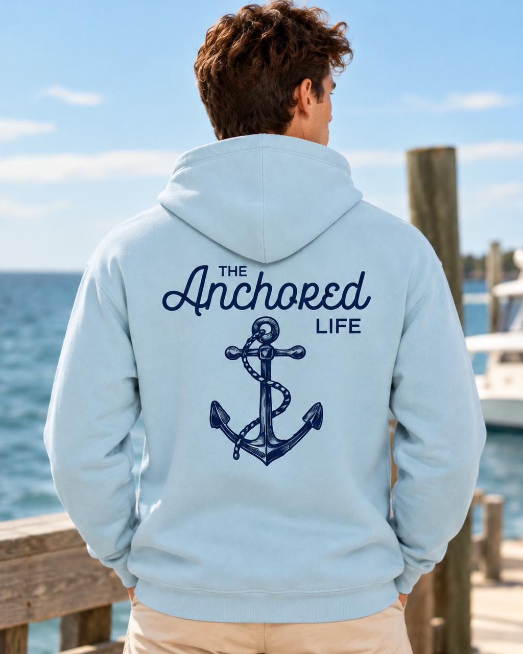 POWDER BLUE  - Men's Anchor Hoodie