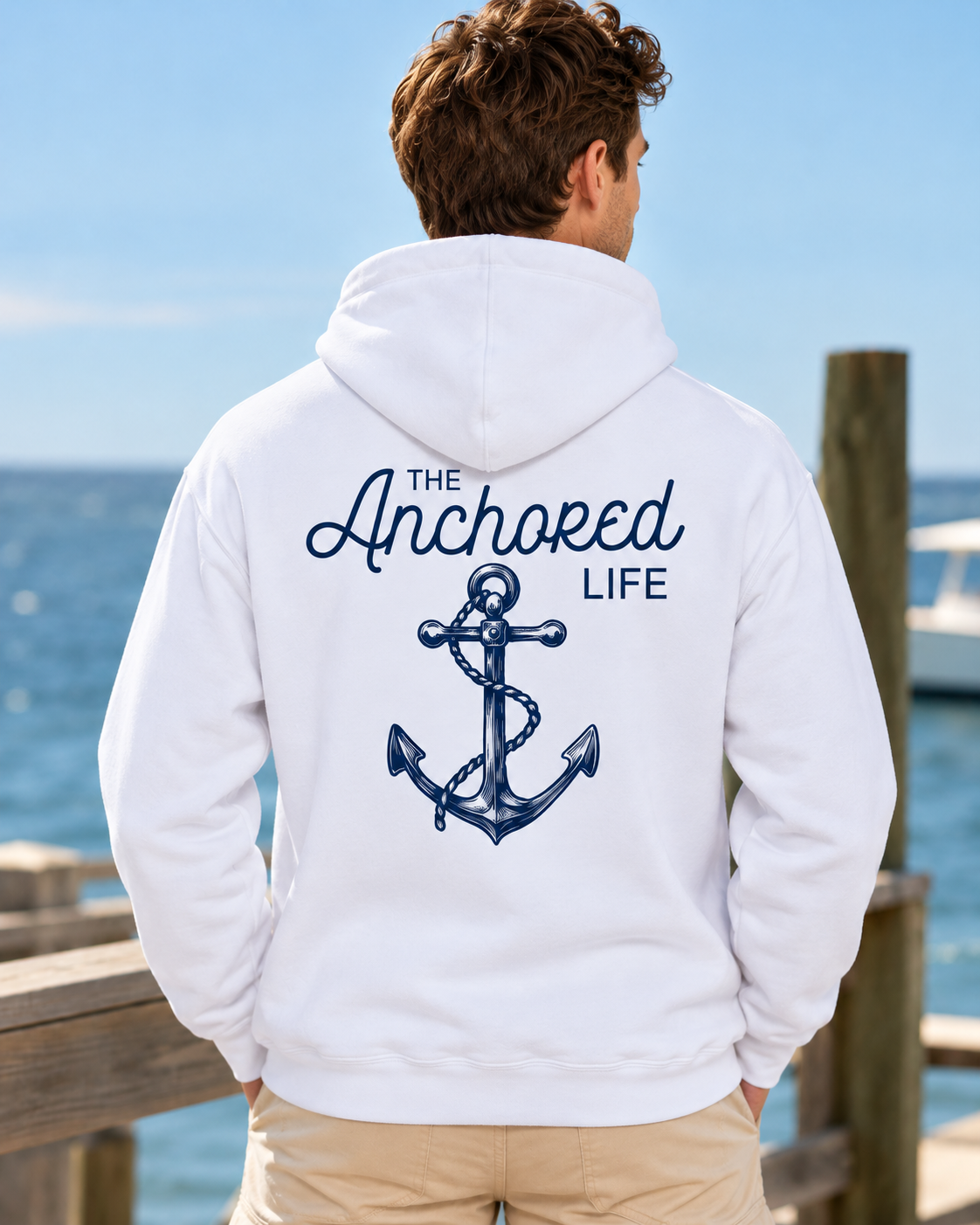 White - Men's Anchor Hoodie