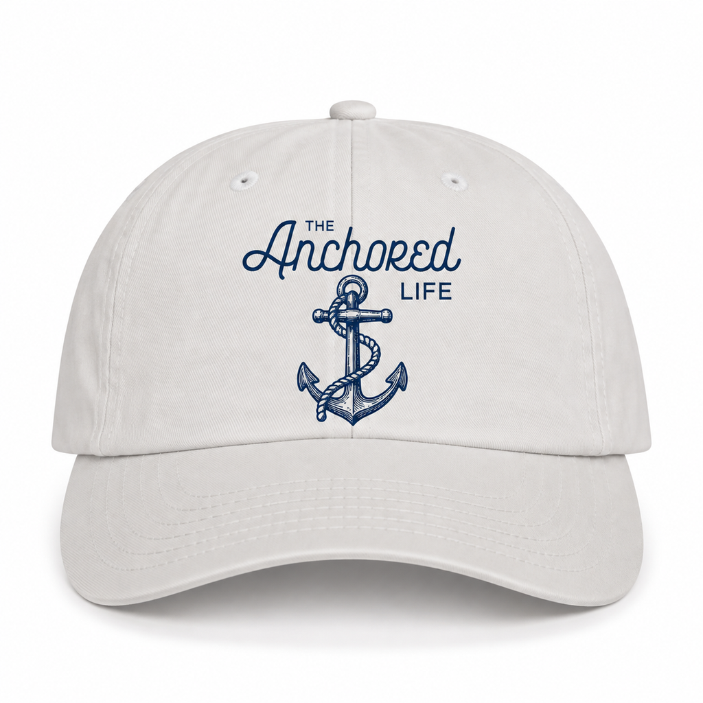 White & Navy - Anchored Signature Hat