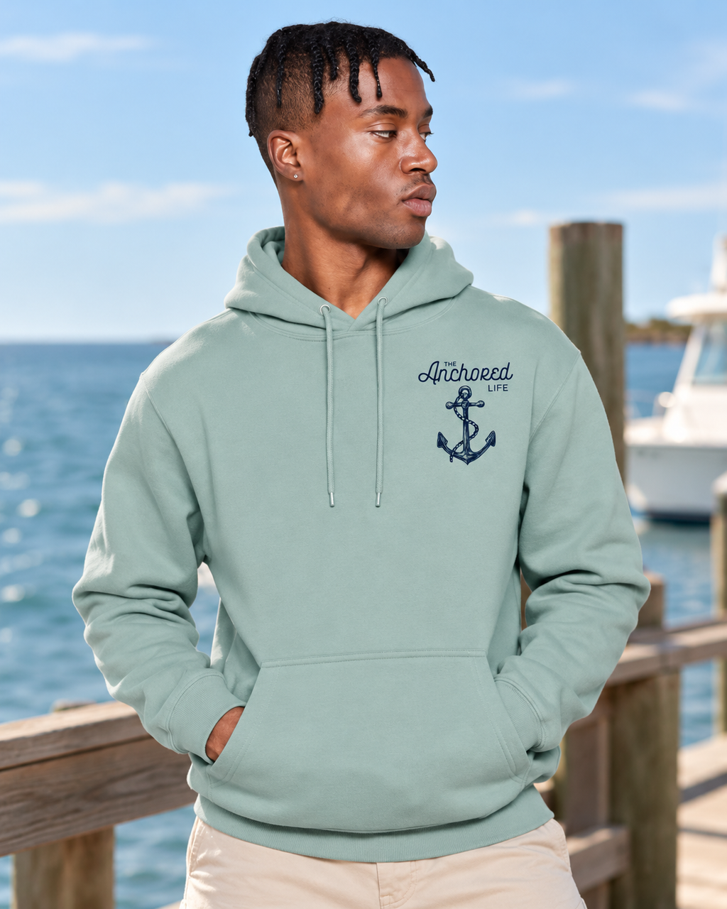 Soft Sage - Men's Anchor Hoodie