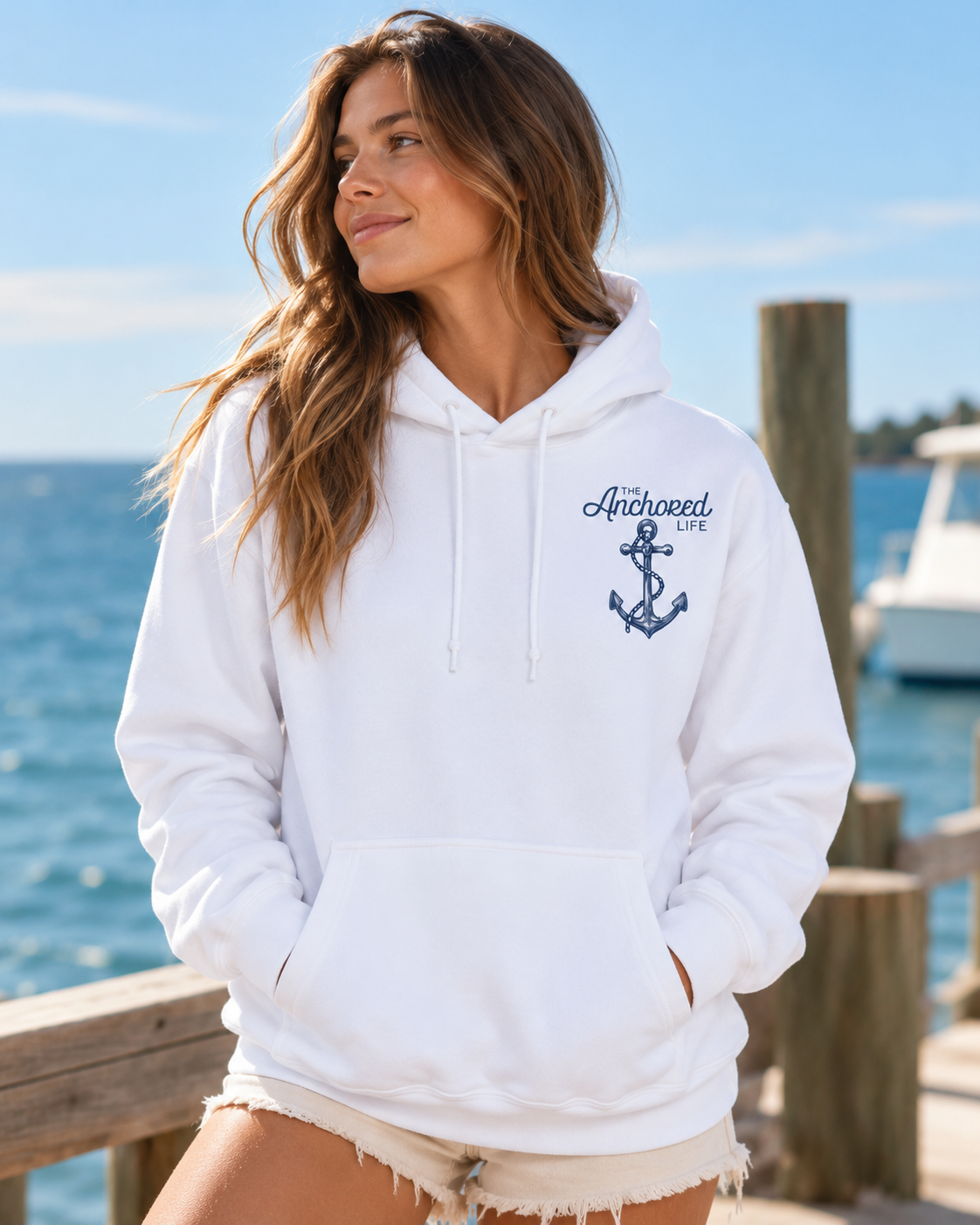 White - Women's Anchor Hoodie